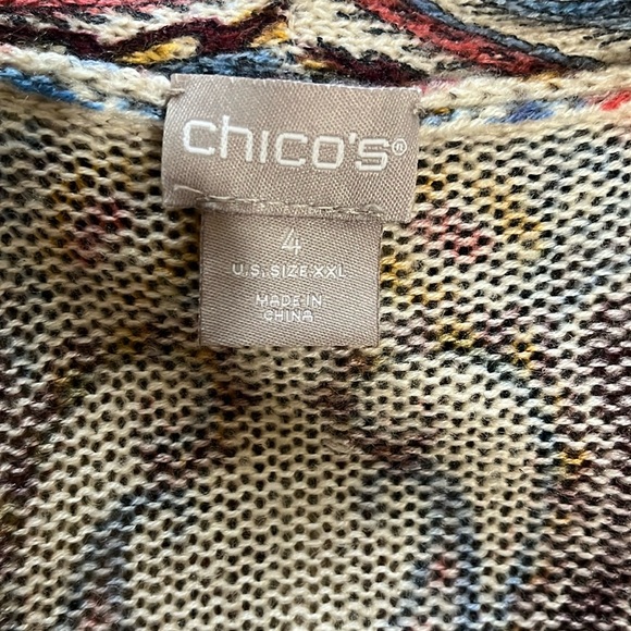 Chico’s Scroll Print Open Front Cardigan XXL - Picture 6 of 8